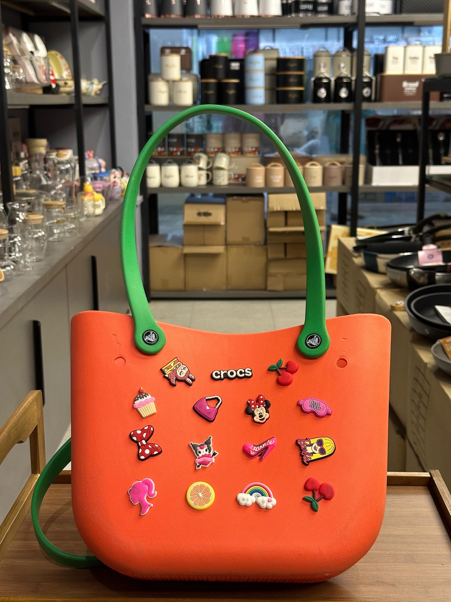 Large Size Crocs Branded Tote Bag β Lightweight EVA Handbag with Decorative Charms