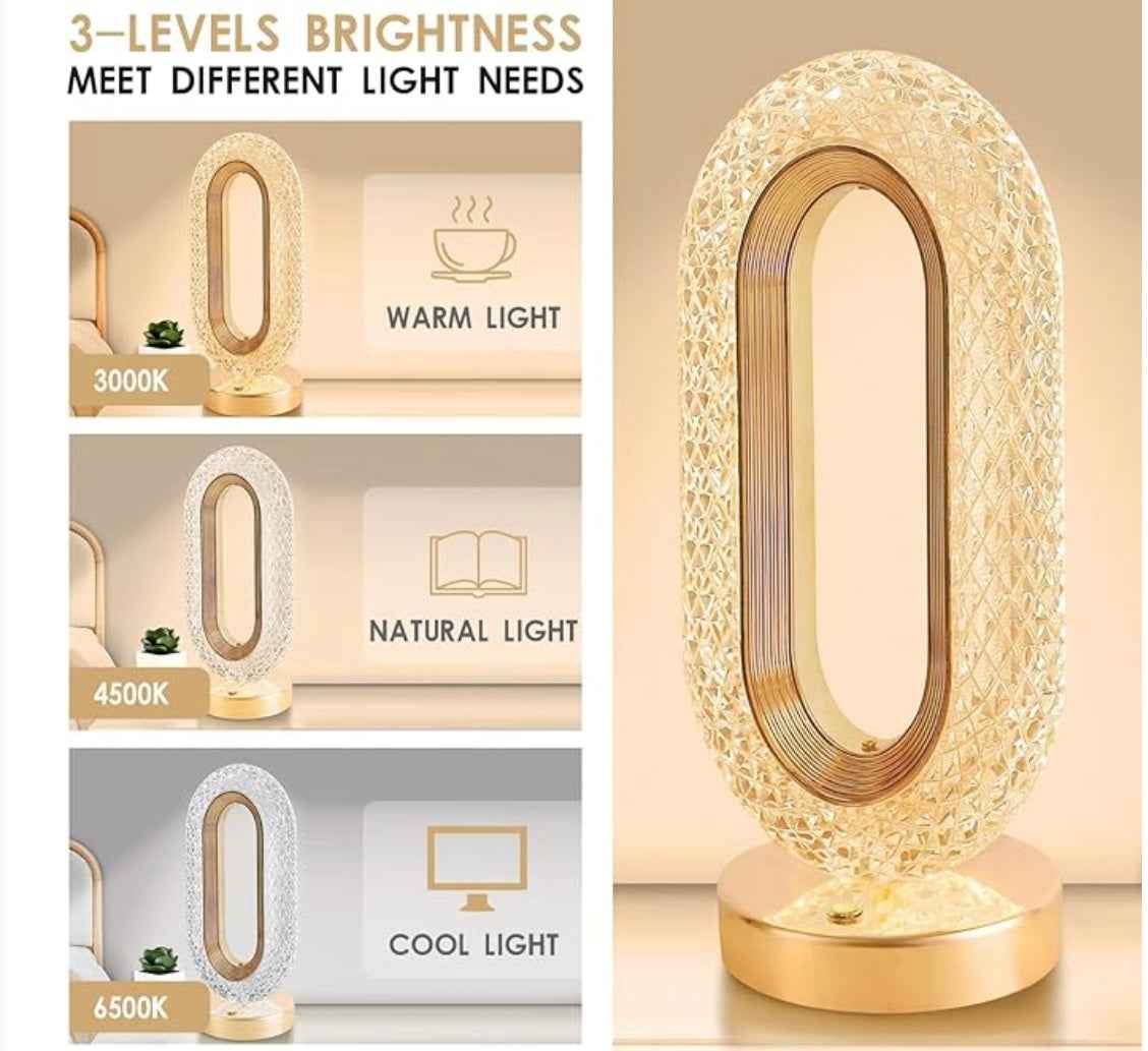 Oval Rechargeable Crystal Led Lamp (3 Color Modes)