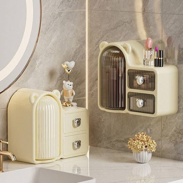 Bear Plastic Wall Hanging Cosmetic Organizer with Drawers
