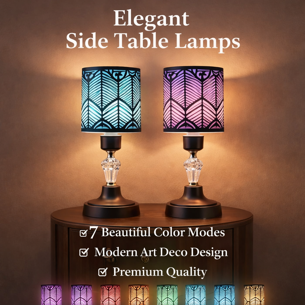 Versatile Crystal LED Touch Table Lamp-Different Light Color Modes (Pack Of 2pc)