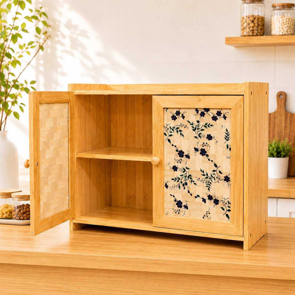 Premium Bamboo Kitchen Storage Cabinet (2 Layer)
