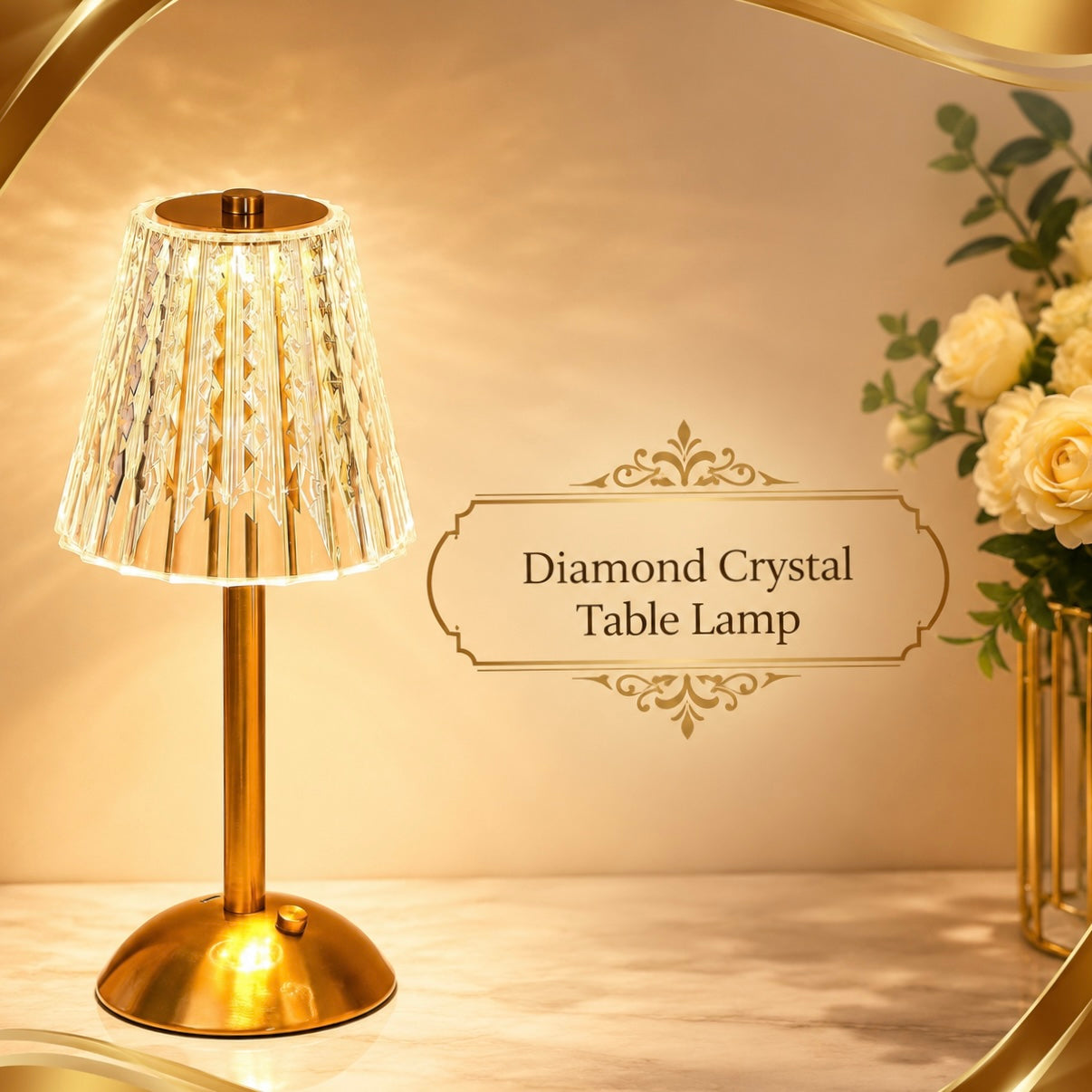 Diamond Crystal Rechargeable Table Desk Lamp