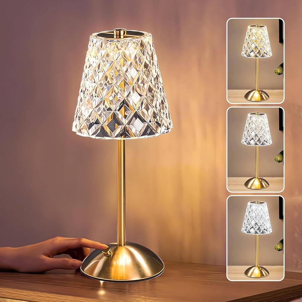 Vintage Crystal Rechargeable Table Lamp