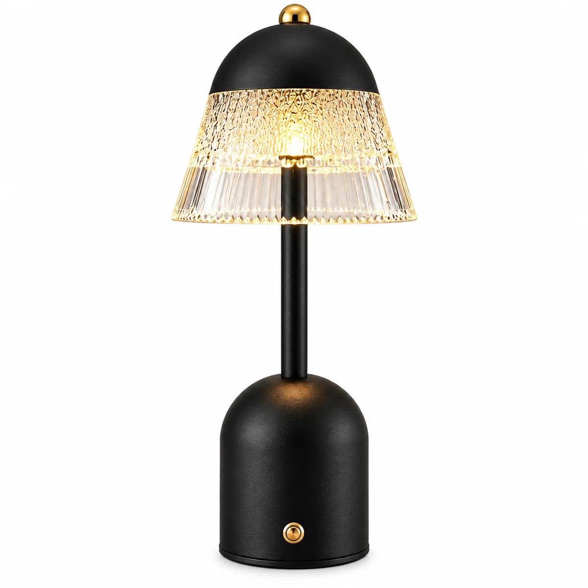 Aurora Frost Glass LED Table Lamp – Black