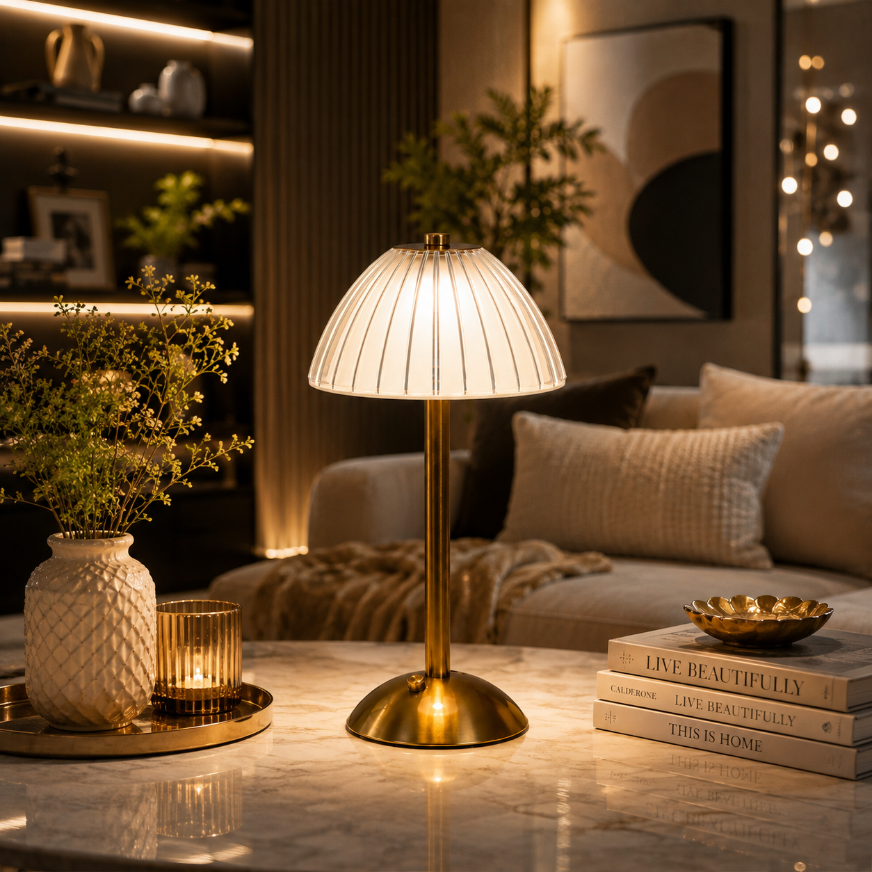 Umbrella Rechargeable Table Lamp (3 Light Color Modes)