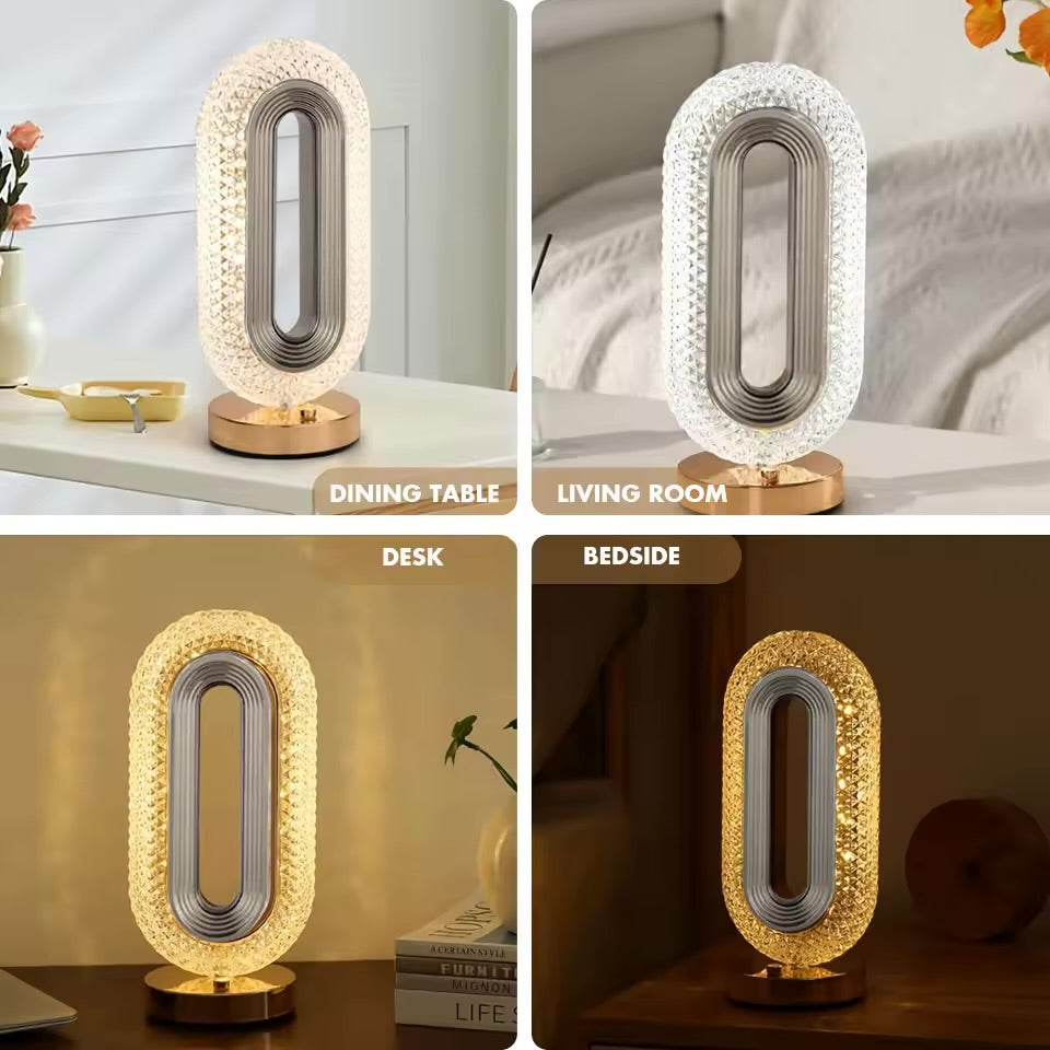 Oval Rechargeable Crystal Led Lamp (3 Color Modes)