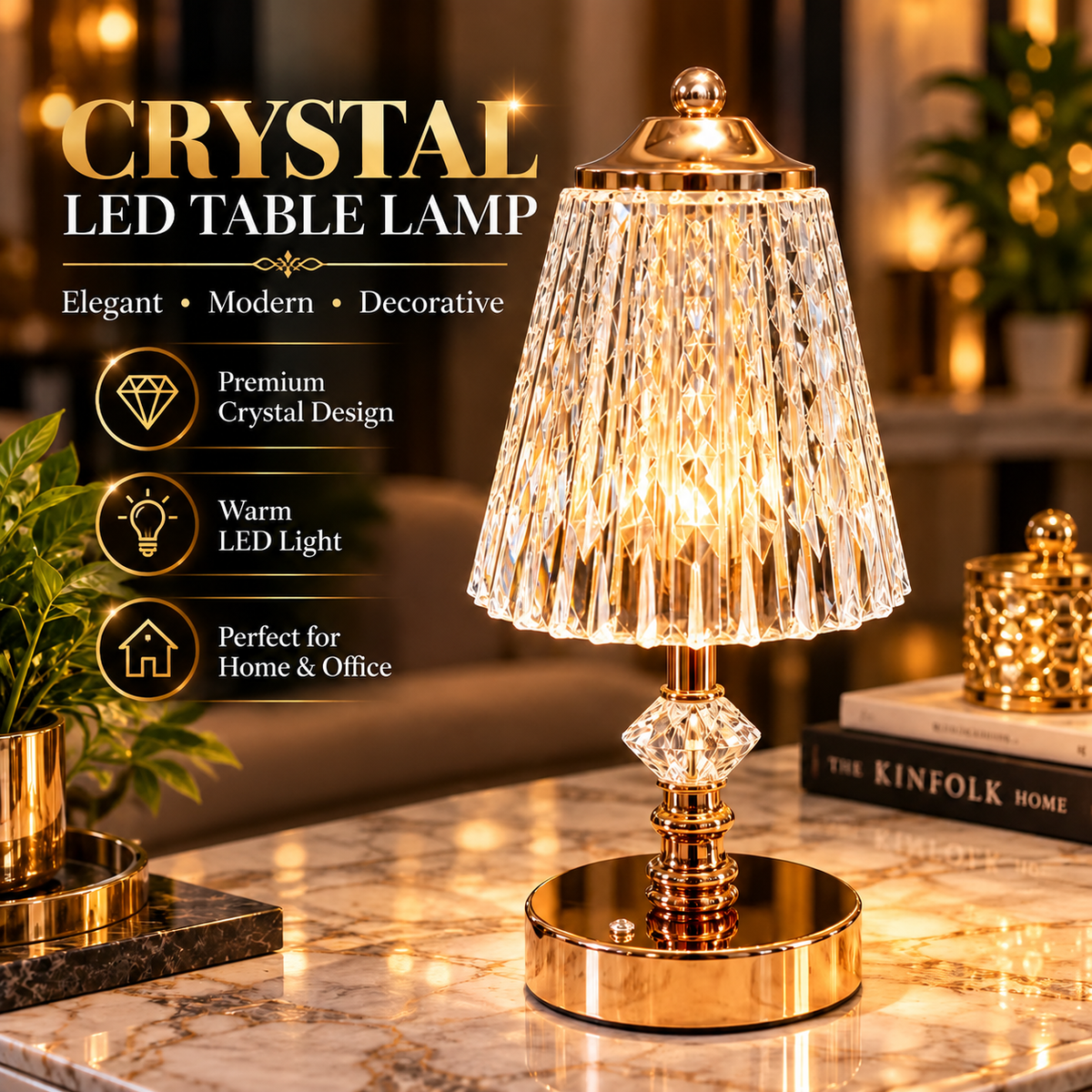 New Crystal Table Lamp(3 Light Color Modes)
