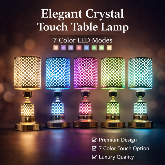 Elegant Crystal Table Lamp Different Light Color Modes (Pack Of 2pc)