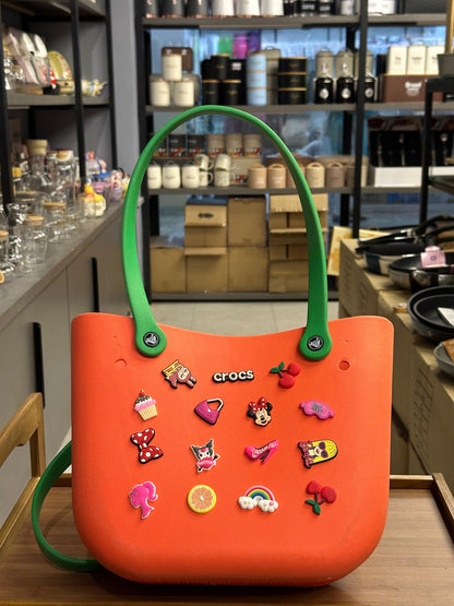 Large Size Crocs Branded Tote Bag – Lightweight EVA Handbag with Decorative Charms