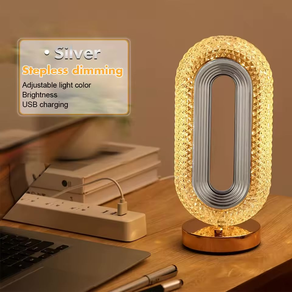 Oval Rechargeable Crystal Led Lamp (3 Color Modes)