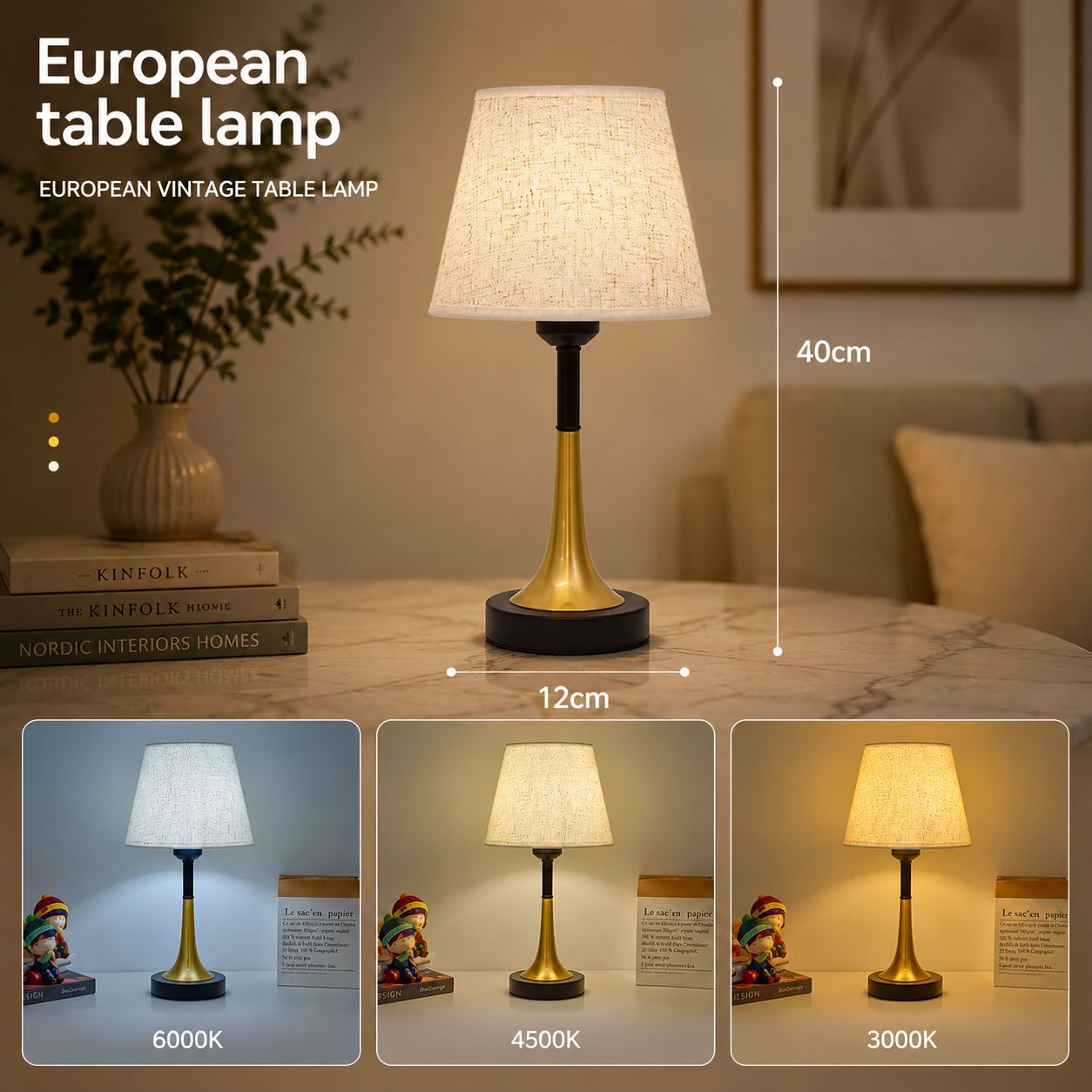 Electric European Style Table Lamp (20inches)