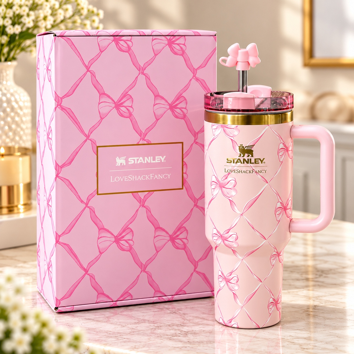 Stanley x LoveShackFancy Pink Bow Tumbler