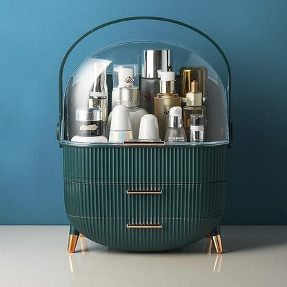 Elegant Multi-Layer Cosmetic Organizer with Lid & Drawers