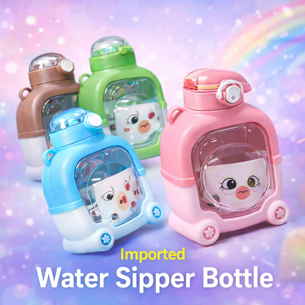 Imported Bear Plastic Sipper Water Bottle 900ML (Random Colors)