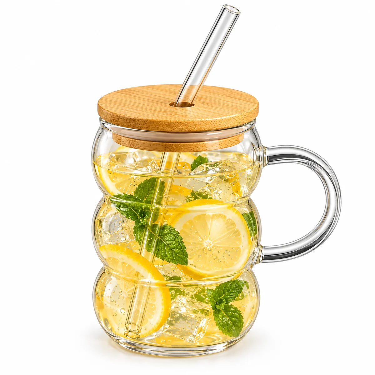 Transparent Bubble Glass Mug With Straw