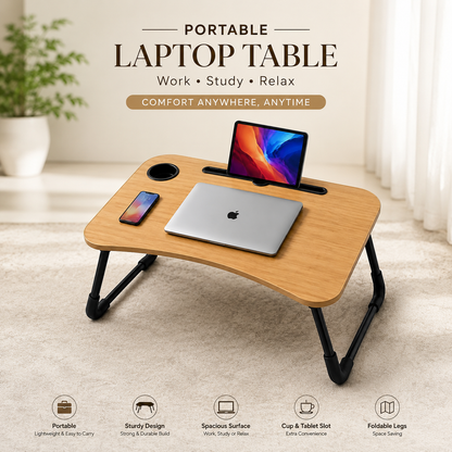 Portable Laptop Table – Foldable Study & Work Desk