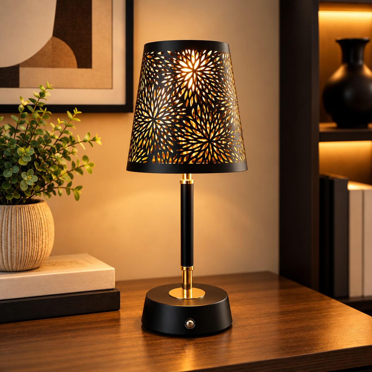 Luna Floral Rechargeable LED Table Lamp –3 Light Color Modes