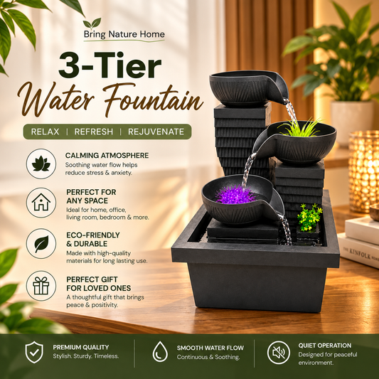 3-Tier Water Decorative Fountain (Height 11 Inches)