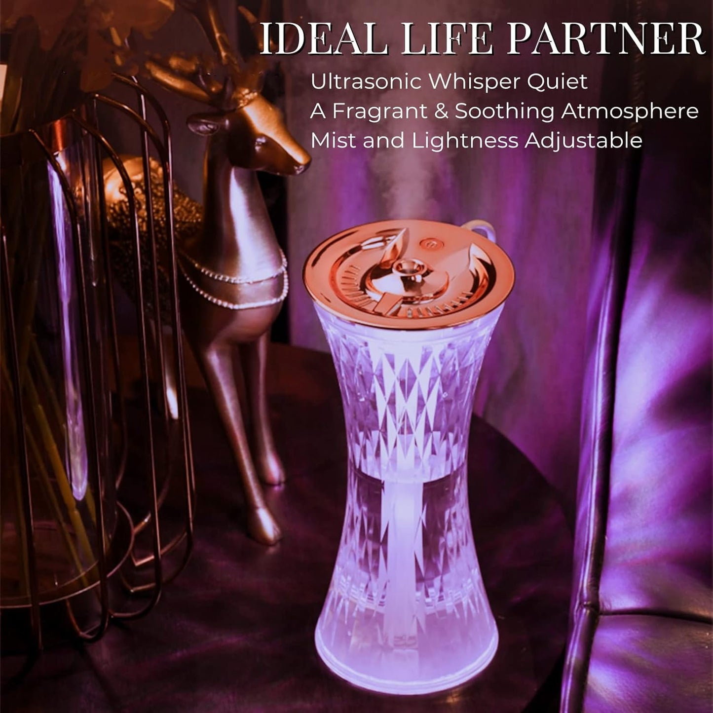 Crystal Lamp Air Humidifier, 2 In 1 Crystal Humidifier