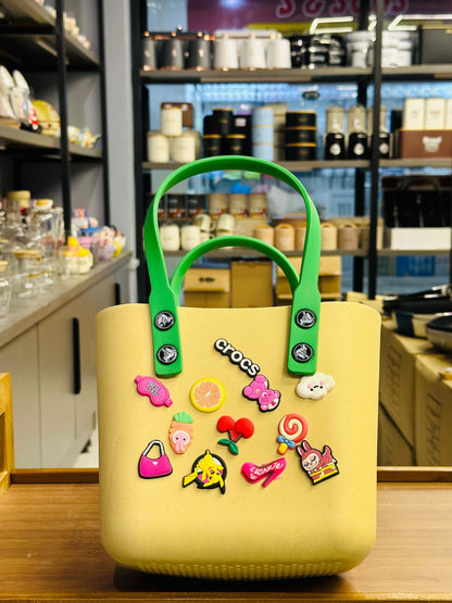 Small Size Crocs Branded Tote Bag – Lightweight EVA Handbag with Decorative Charms