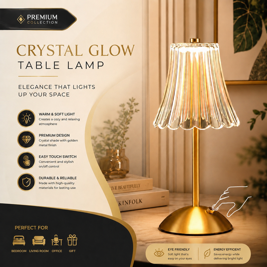 Glow Crystal Rechargeable Table Desk Lamp