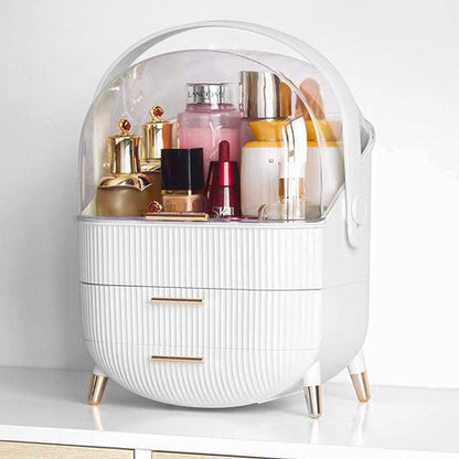 Elegant Multi-Layer Cosmetic Organizer with Lid & Drawers