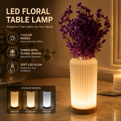 Vase Table Lamp With Flower Bunch– 3 Color Modes