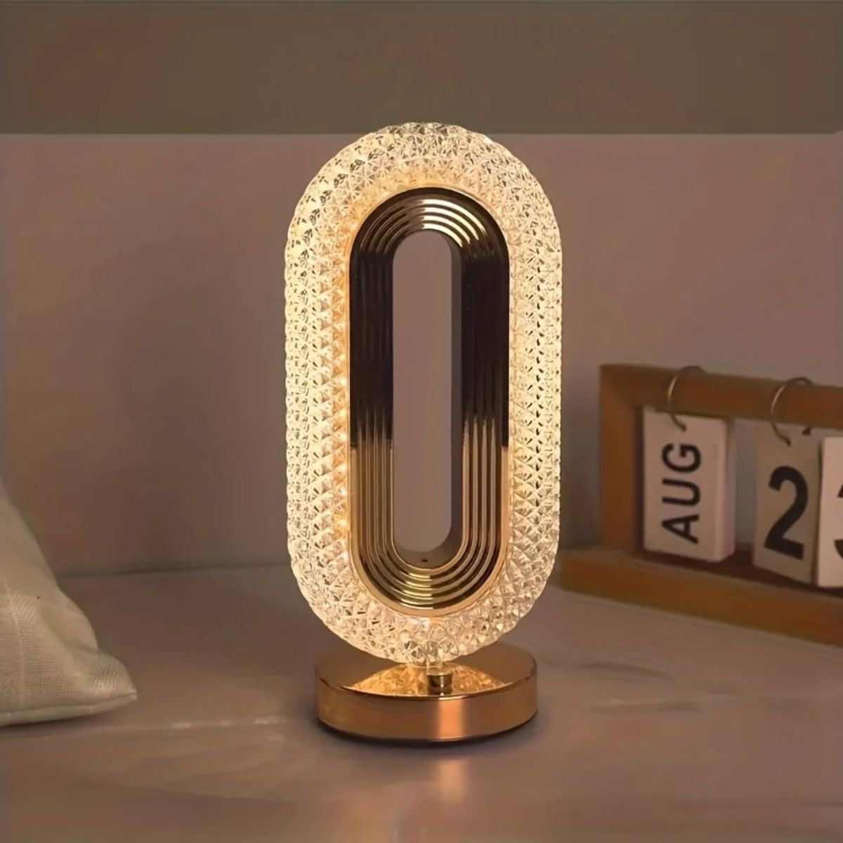 Oval Rechargeable Crystal Led Lamp (3 Color Modes)