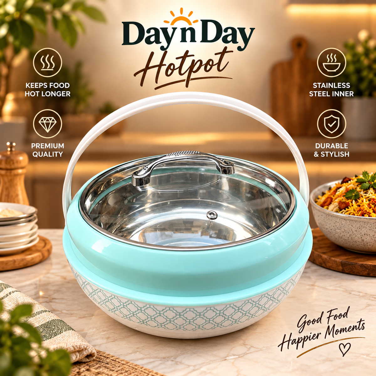 Day and Day Large Hotpot With Glass Lid