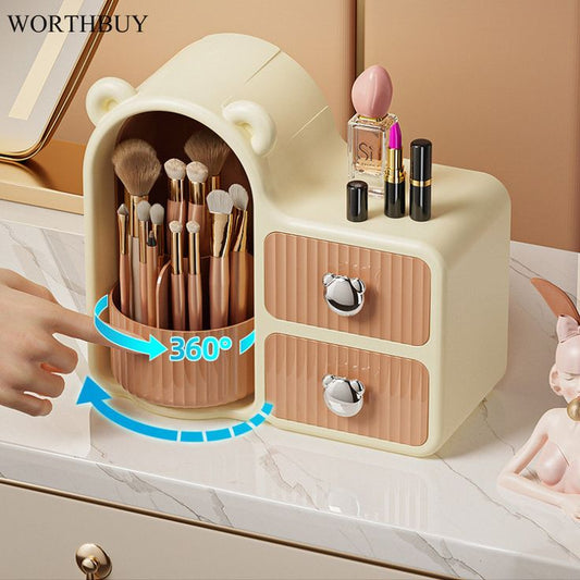 Bear Plastic Wall Hanging Cosmetic Organizer with Drawers