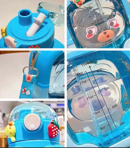 Imported Bear Plastic Sipper Water Bottle 900ML (Random Colors)