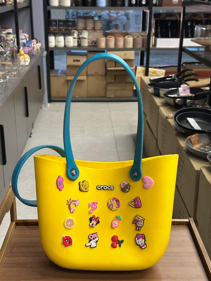Large Size Crocs Branded Tote Bag – Lightweight EVA Handbag with Decorative Charms