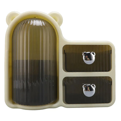 Bear Plastic Wall Hanging Cosmetic Organizer with Drawers