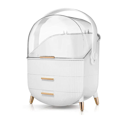 Elegant Multi-Layer Cosmetic Organizer with Lid & Drawers