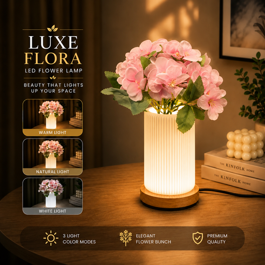 Electric Luxe Flora Vase Table Lamp With Flower Bunch– 3 Color Modes |