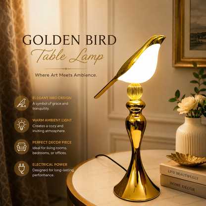 Electric Golden Bird Decorative Table Lamp