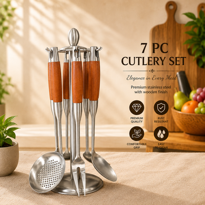 7 Pc Wooden Handle Kitchen Utensil Set