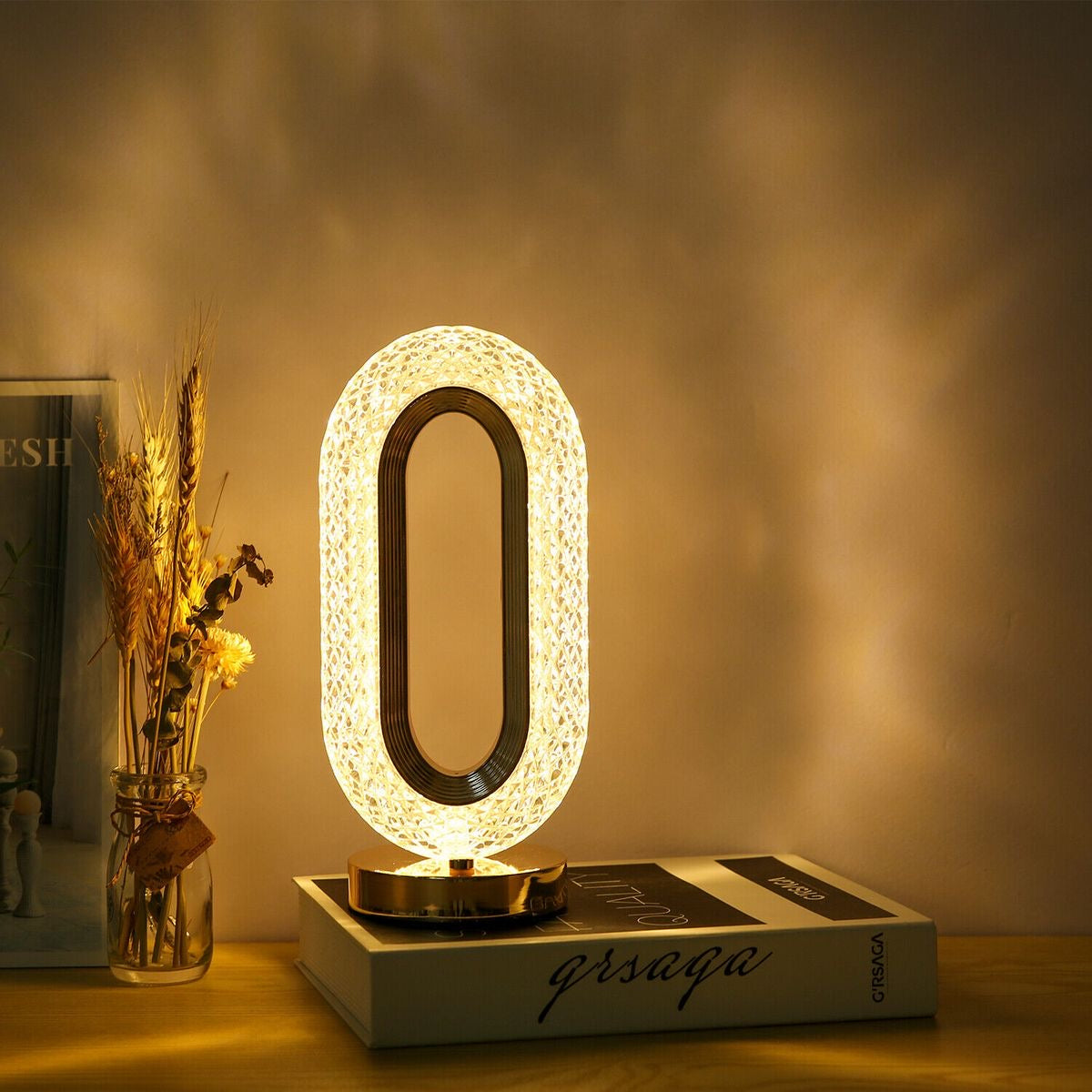 Oval Rechargeable Crystal Led Lamp (3 Color Modes)