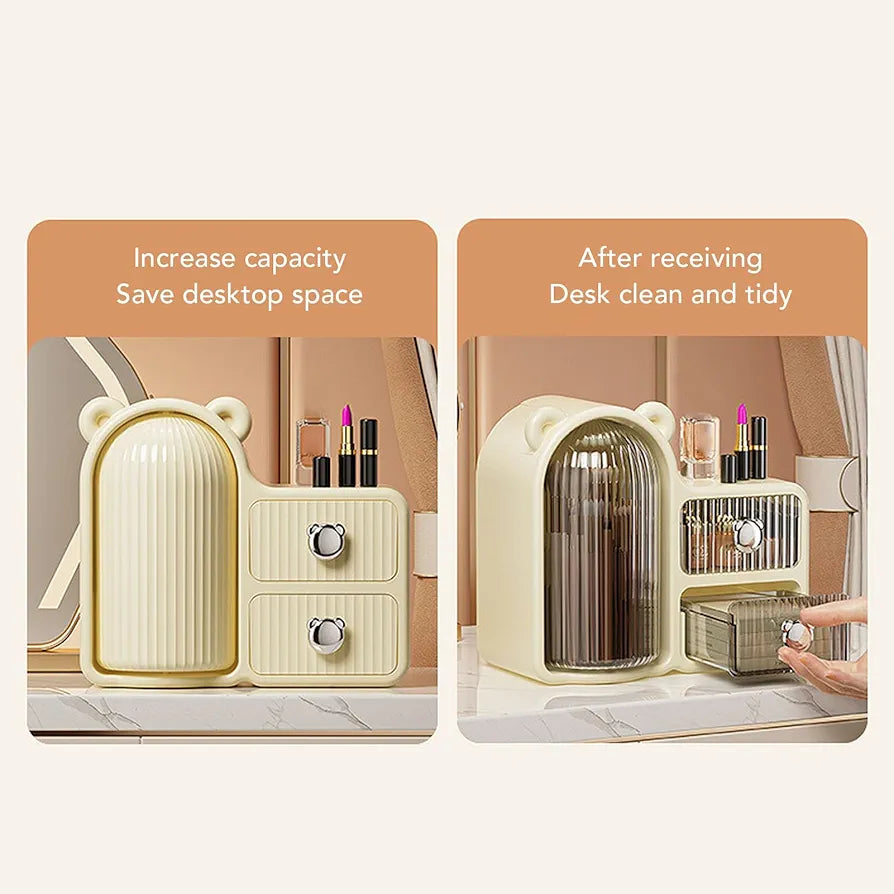 Bear Plastic Wall Hanging Cosmetic Organizer with Drawers