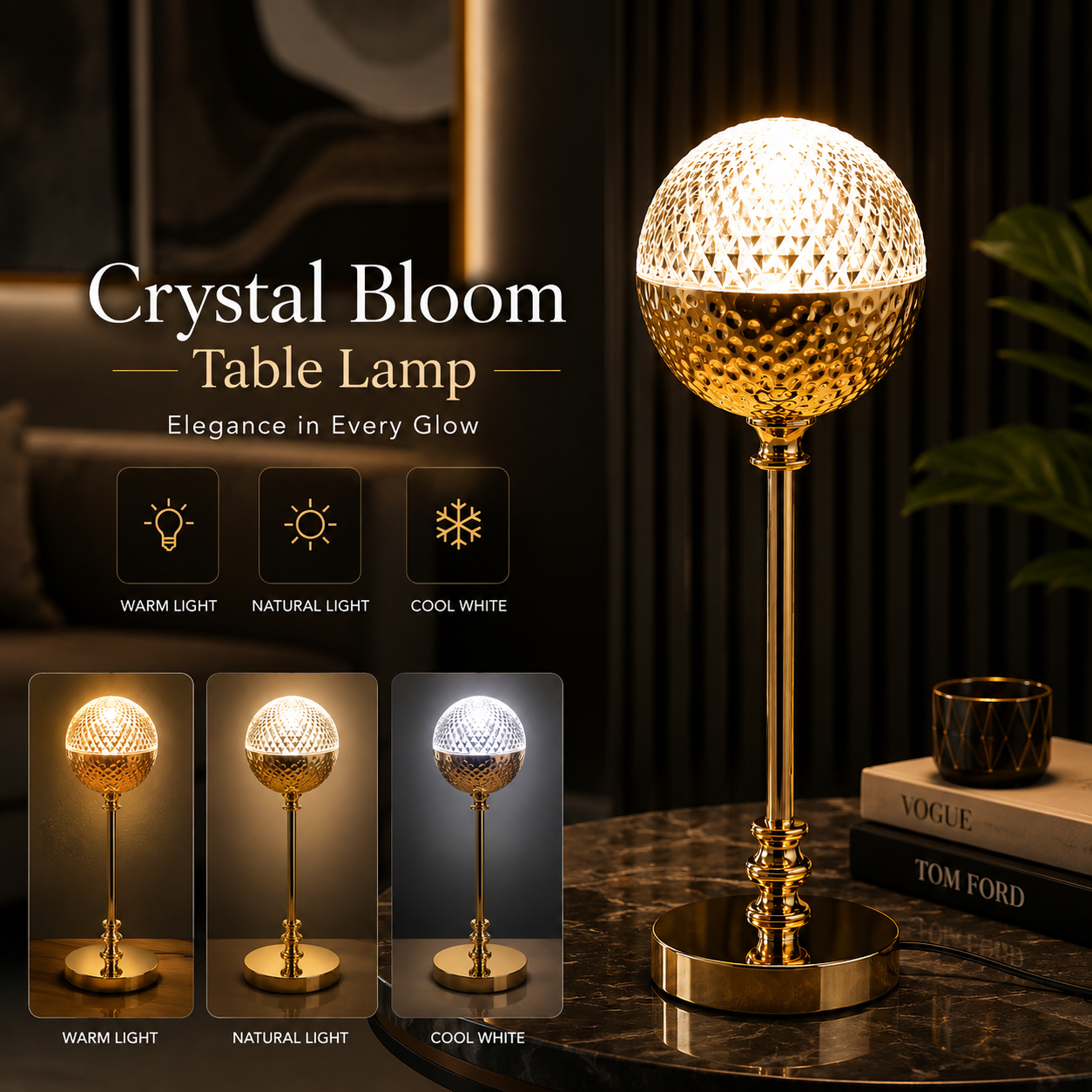Electric Crystal Bloom Table Lamp(3 Light Color Modes)