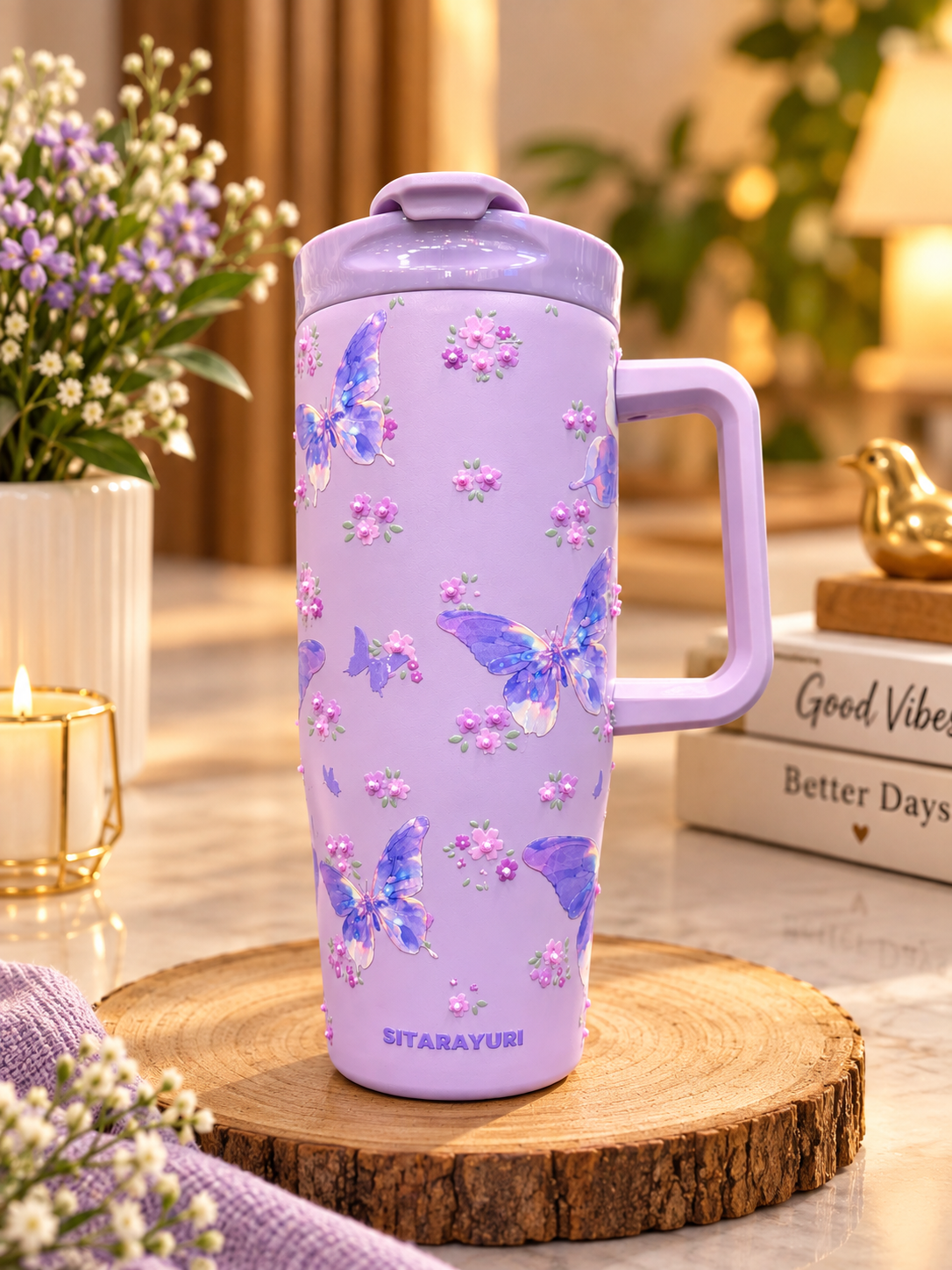 Sitarayuri Lilac Butterfly Tumbler 40oz