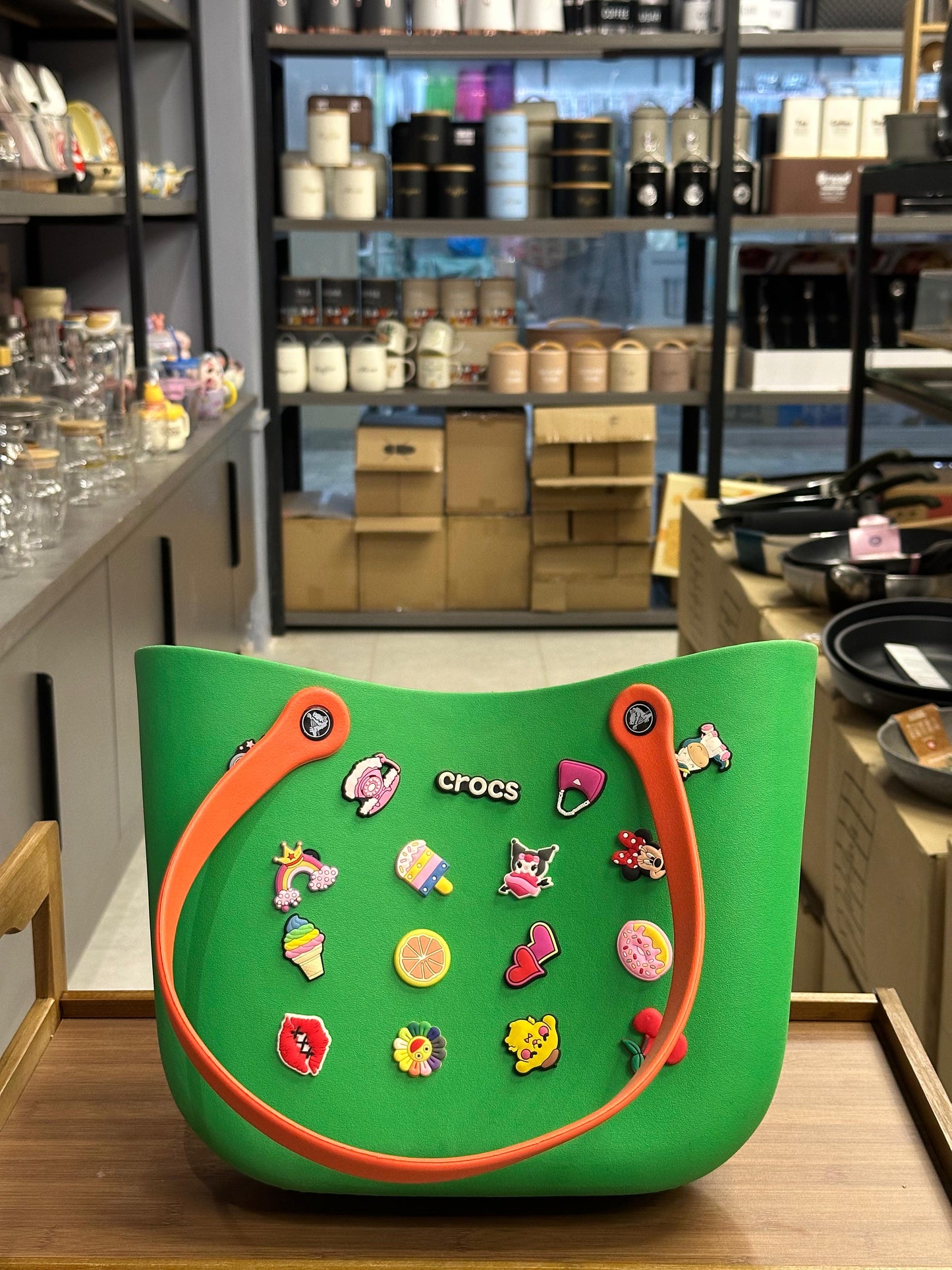 Large Size Crocs Branded Tote Bag – Lightweight EVA Handbag with Decorative Charms