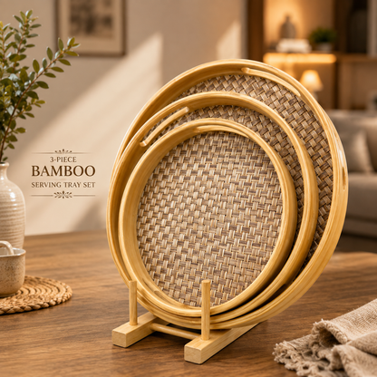 Imported Bamboo Wood Premium 3pcs Tray Set