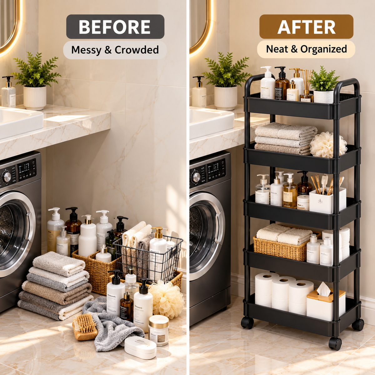 5-Tier Rolling Storage Trolley – Smart Storage Solution