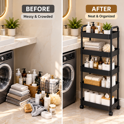 5-Tier Rolling Storage Trolley – Smart Storage Solution