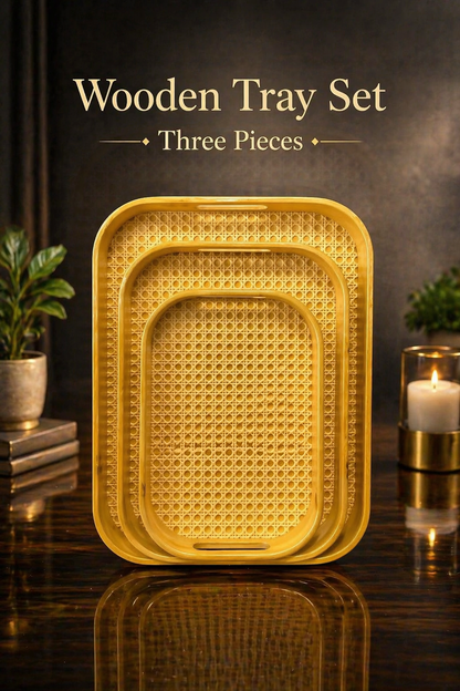 Imported Bamboo Premium Wooden 3pcs Tray Set