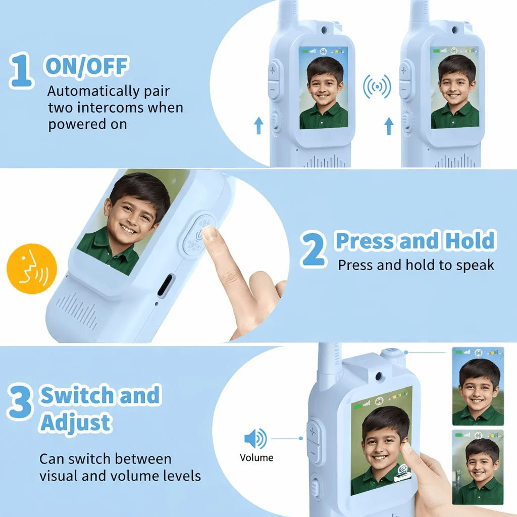 2Pcs Rechargeable Kids Video Walkie Talkie