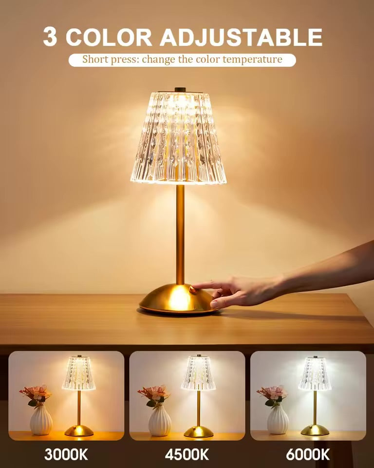 Diamond Crystal Rechargeable Table Desk Lamp