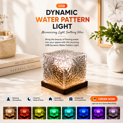 USB Dynamic Water Pattern Light – Decorative LED Cube Lamp