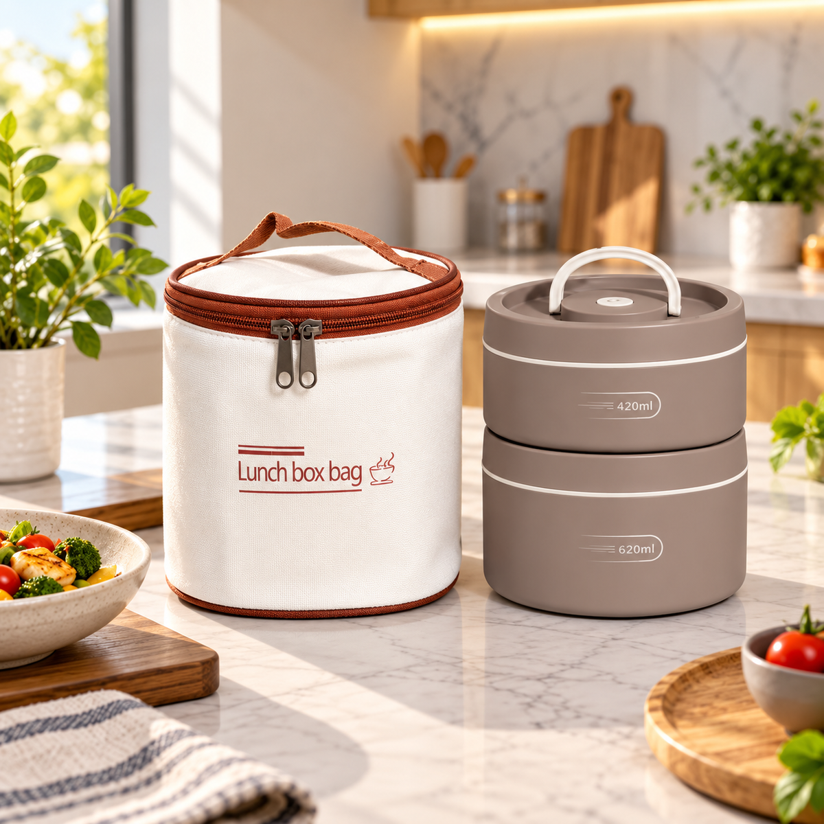 Premium Stainless Steel Insulated LunchBox With CarryBag